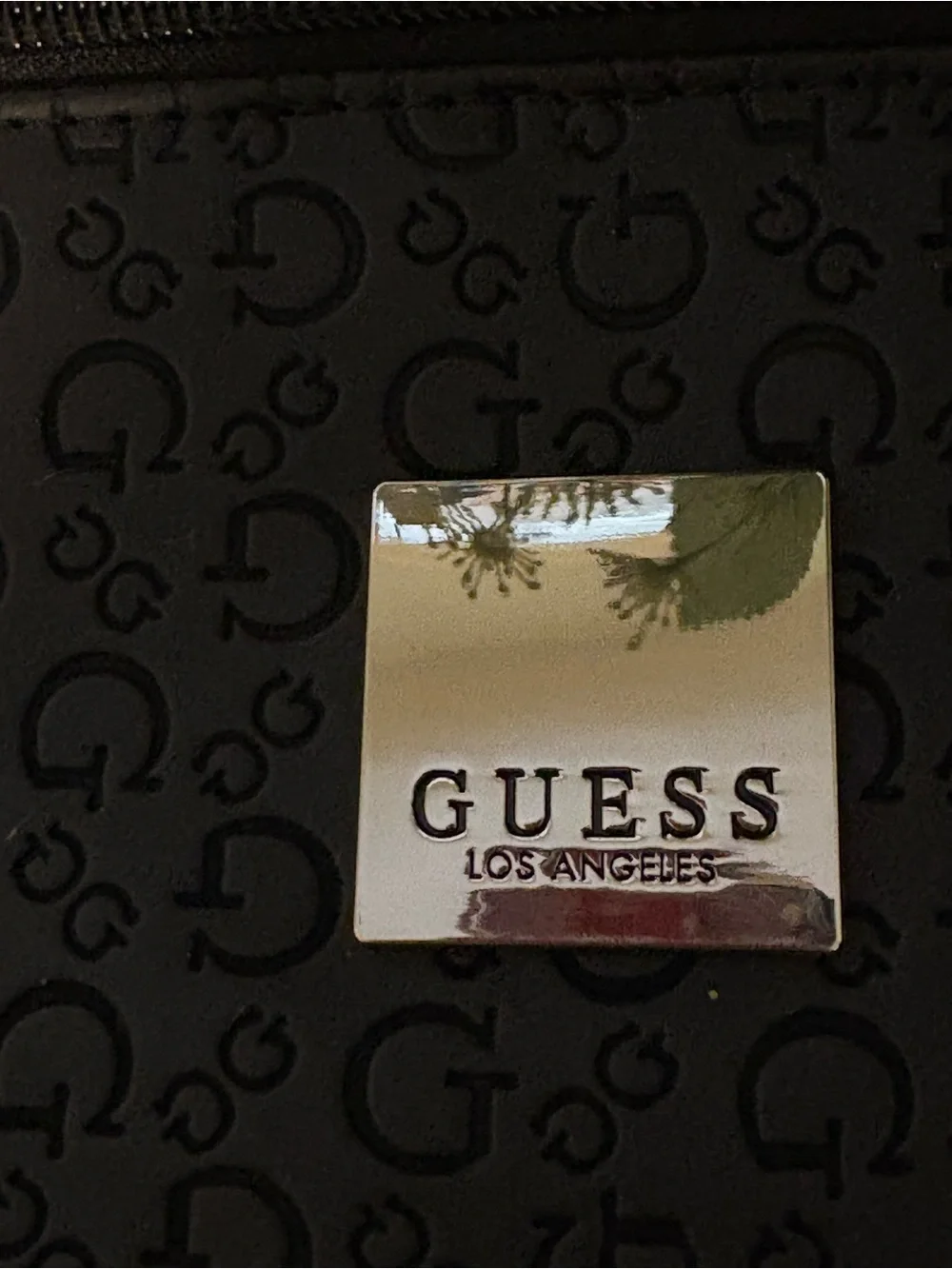 Guess Black Logo-Patterned Cosmetic Train Case